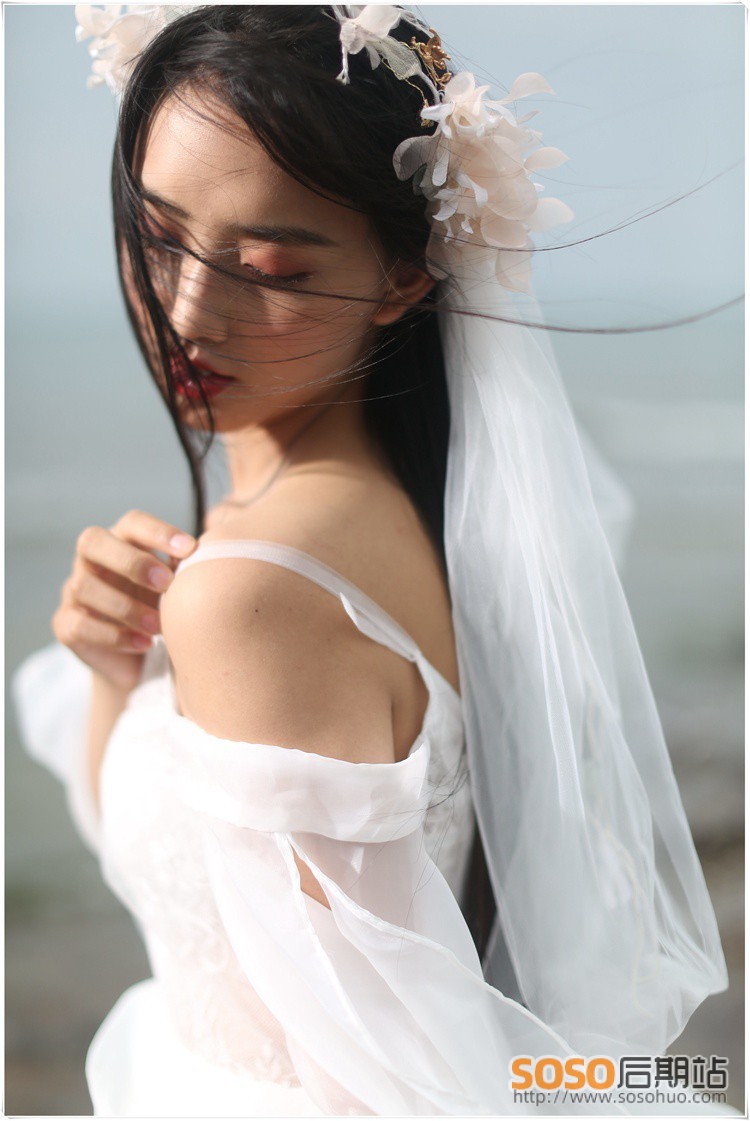 10P海边婚纱美女RAW原始图片素材 高清照片