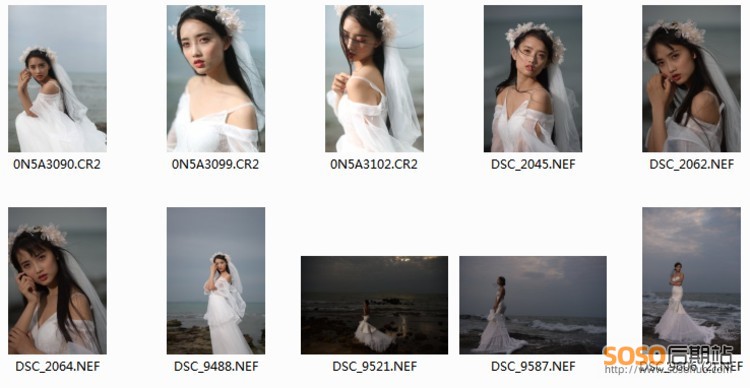 10P海边婚纱美女RAW原始图片素材 高清照片