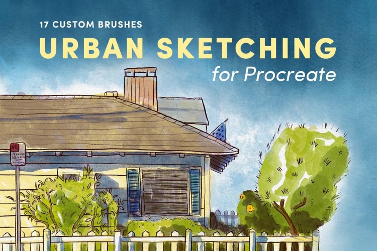 Procreate 笔刷城市素描艺术笔刷套装iPad绘画色卡教程