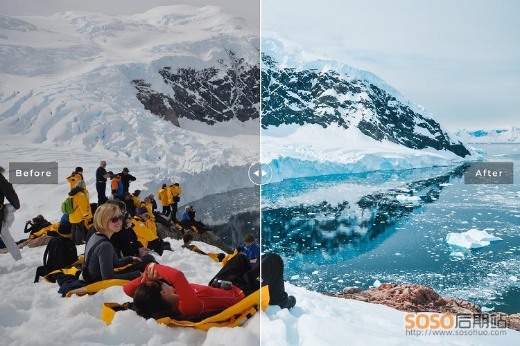 冬季旅拍LR预设 南极冰川雪地风光景点Lightroom预设/APP滤镜  Antarctica Presets