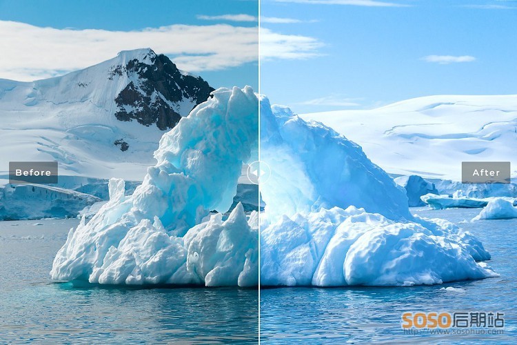 冬季旅拍LR预设 南极冰川雪地风光景点Lightroom预设/APP滤镜  Antarctica Presets